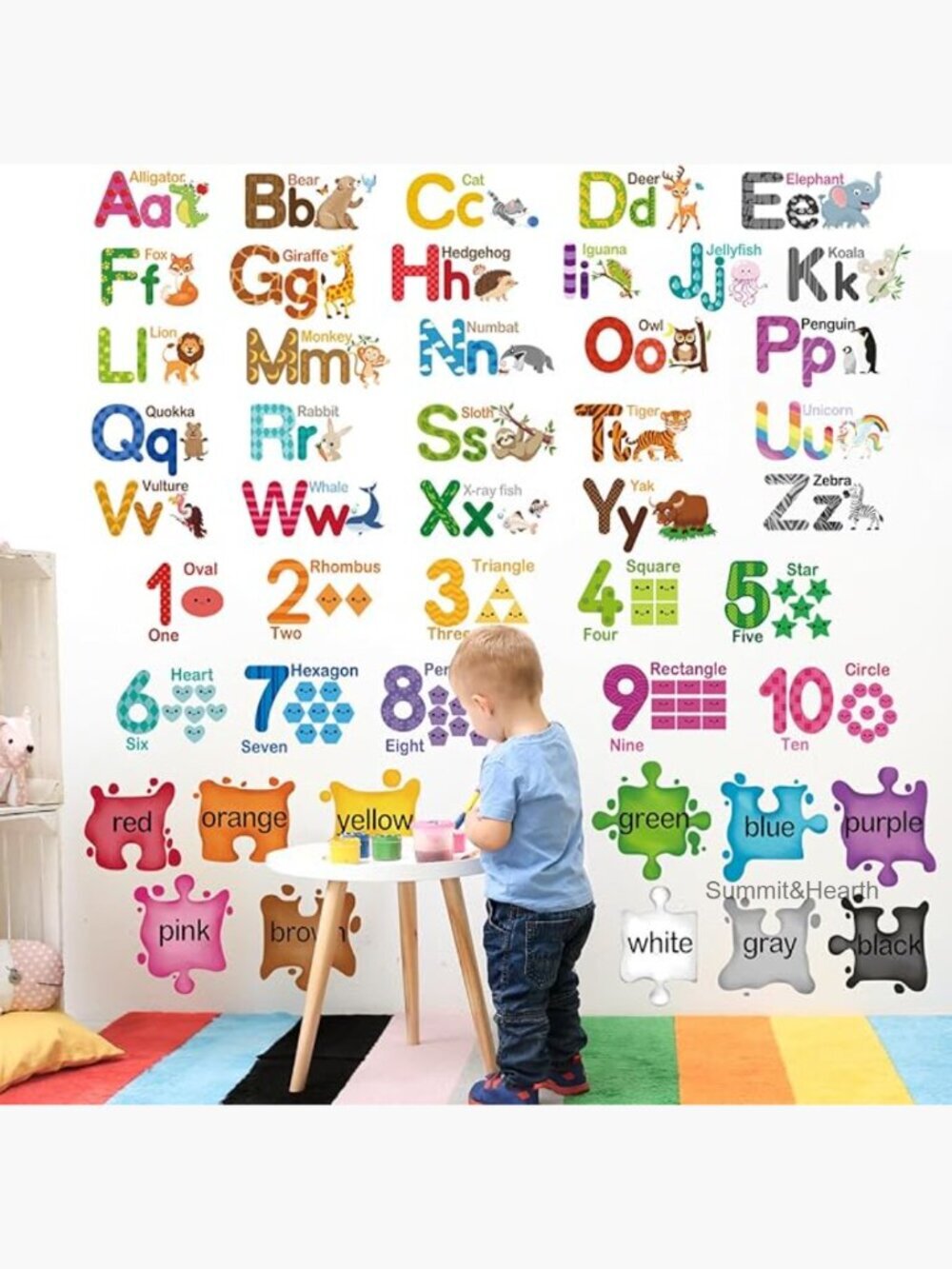 Large Animal Alphabet Wall Decals Educational Peel Stick Stickers Kids Room